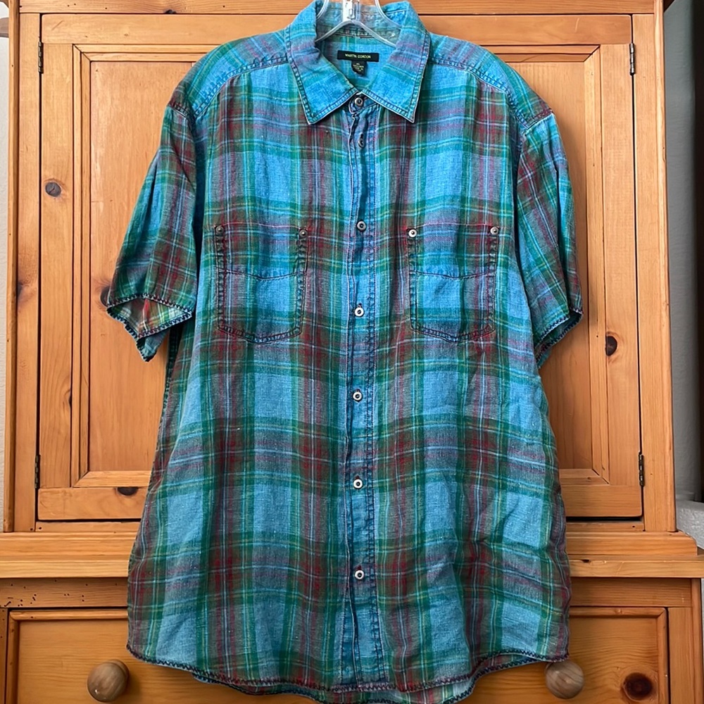 Martin Gordon 100% linen short sleeve shirt, size XL